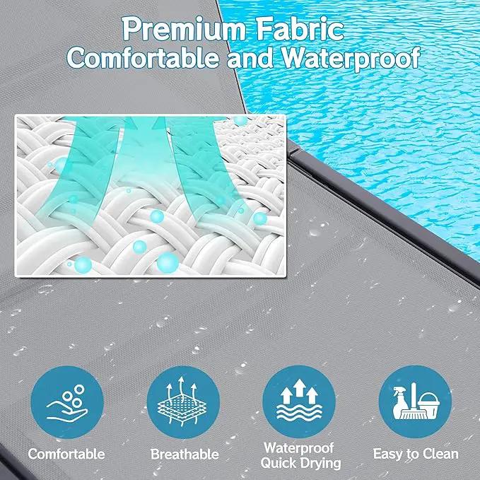 Outdoor Chaise Lounge Chair, Foldable & Assemble-Free, 6 Adjustable Positions, Durable Rust-Resistant Frame, Portable Outdoor Pool Lounge Chairs for Pool Patio Beach, Grey by GreenHaven Gardens