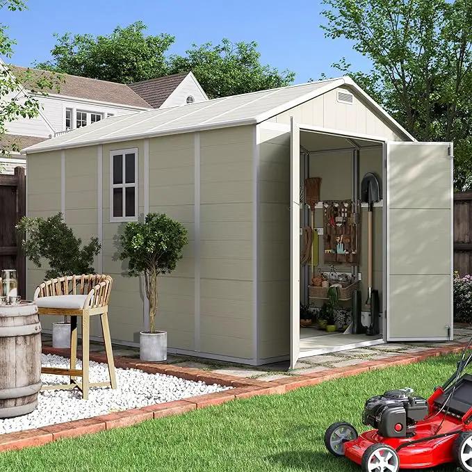 UDPATIO Outdoor Storage Shed 7.5x10.7 FT, Plastic Garden Shed for Bike, Garbage Can, Tool, Outside Sheds & Outdoor Resin Shed with Lockable Door for Backyard, Patio, Lawn, Standstone by GreenHaven Gardens