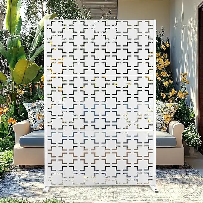 Outdoor Privacy Screen,72" H×47" W Metal Privacy Screen, Freestanding Privacy Fence Panels for Patio by GreenHaven Gardens
