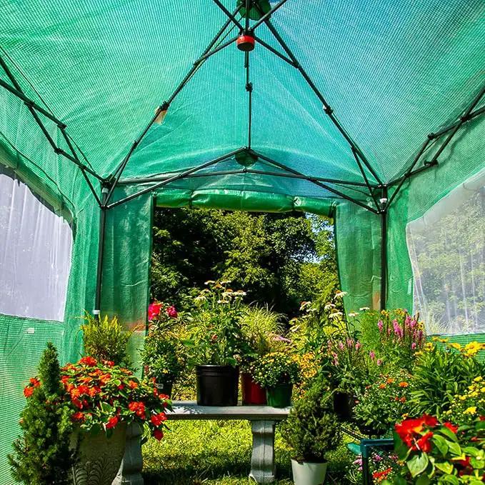 EAGLE PEAK 8x6 Portable Walk-in Greenhouse, Pop-up Indoor Outdoor Garden Green House, Zippered Doors and Windows, PE Cover, Green by GreenHaven Gardens