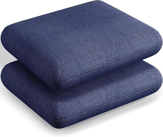 Codi Patio Chair Cushions 19x19 Inch, Waterproof Seat Cushion for Outdoor Furniture with Textured Fabric, Handles & Adjustable Straps, Fade Resistant - Set of 2, Navy Blue by GreenHaven Gardens