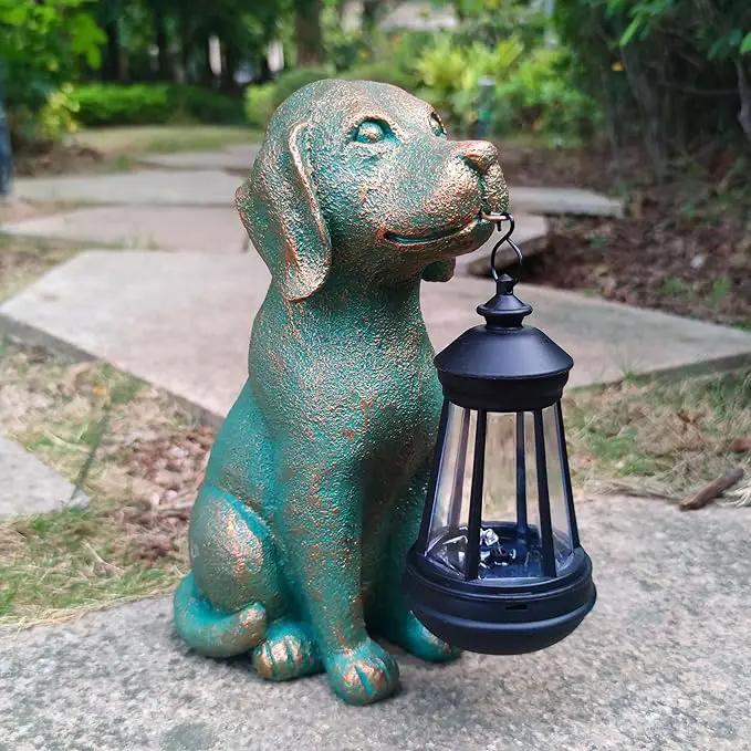 Dog Garden Statues with Solar Lantern Outdoor Decor-Dog Solar Figurines Lights Decorations for Patio Yard Lawn Ornaments-Gifts for Birthday Easter Housewarming by GreenHaven Gardens