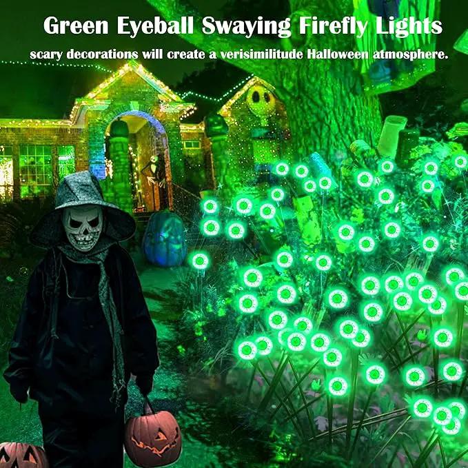 4 Pack Green Solar Eyeball Halloween Lights - Outdoor, Waterproof, Swaying Fairy Lights for Pathway, Yard, Garden Decorations by GreenHaven Gardens
