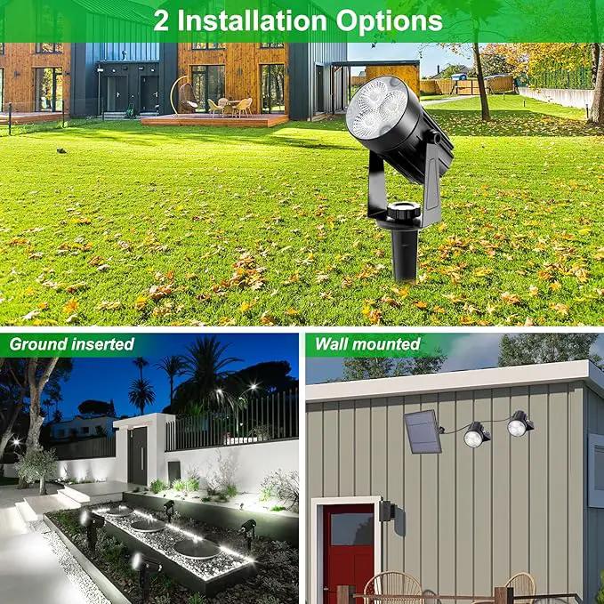 Solar Spot Lights Outdoor, 3-in-1 Garden Spotlights IP65 Waterproof 9.8ft Cable, 5W 4000mAh Separated Solar Panel, Auto On/Off for Tree Patio Yard Driveway Pathway Pool(Cold White 6000K) by GreenHaven Gardens