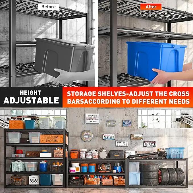 REIBII 48.2''W Garage Shelving Heavy Duty Metal Shelving 3000LBS Storage Shelves Adjustable Metal Shelves Industrial Garage Shelf for Warehouse Basement, 4 Pack by GreenHaven Gardens