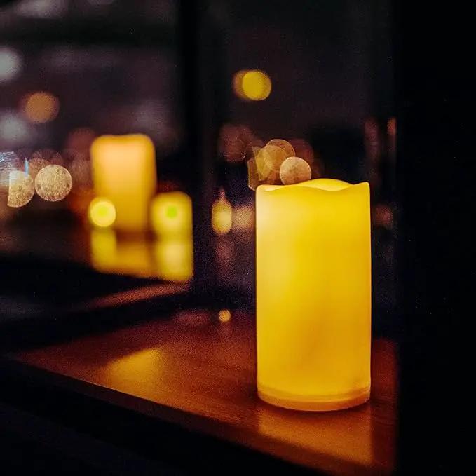 CANDLE CHOICE 3 Waterproof Outdoor Battery Operated Flameless LED Pillar Candle with Timer Flickering Plastic Resin Electric Decorative Light for Lantern Patio Garden Home Decor Party Wedding by GreenHaven Gardens