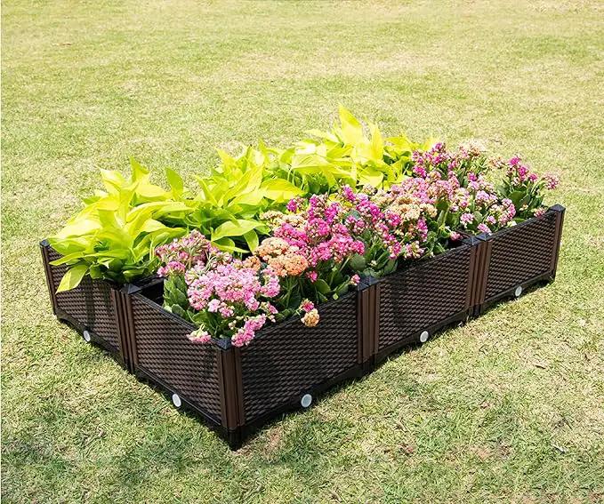 D'vine Dev Planter Raised Beds - Elevated Garden Box with Drainage Plug Raised Garden Beds for Vegetable/Flower/Herb Outdoor Standing Beds Gardening Kit, RGB-6 by GreenHaven Gardens
