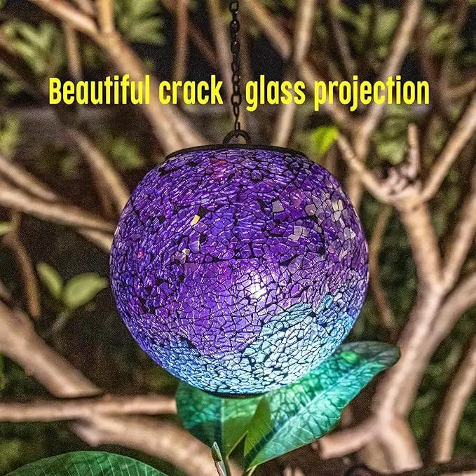 VCUTEKA Solar Lanterns Outdoor Waterproof - Hanging Solar Lights Garden LED Lanterns Mosaic Crack Glass Design for Landscape Patio Yard Garden Pathway Decoration by GreenHaven Gardens