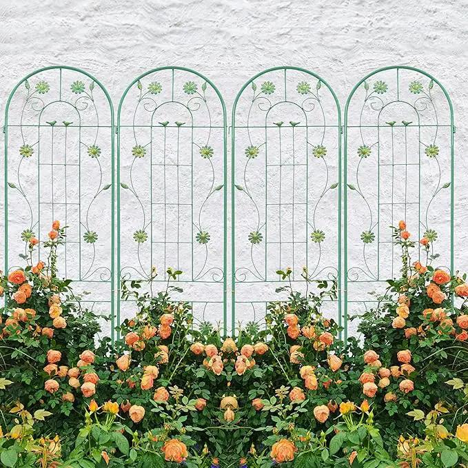 4 Pack Metal Garden Trellis 71" H Garden Fence Rustproof Trellis for Climbing Plants Support Roses Flower Outdoor Lawn, Blue Green by GreenHaven Gardens