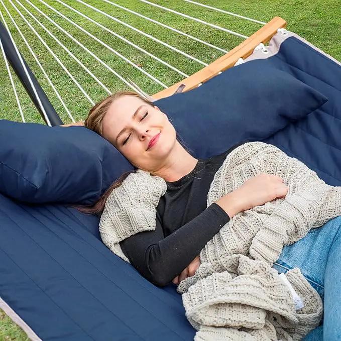 SUNCREAT Portable Outdoor Hammock with Stand, Heavy Duty Hammock with Carrying Bag, Soft Pillow, Balance Ropes, Dark Blue by GreenHaven Gardens