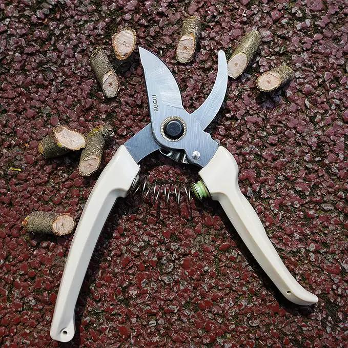 BUGUI Pruning Shears Garden Shears - Premium Alloy Steel Bypass Pruner, Precision-ground Blades, Heavy Duty Gardening Tools, 7" (H101) by GreenHaven Gardens