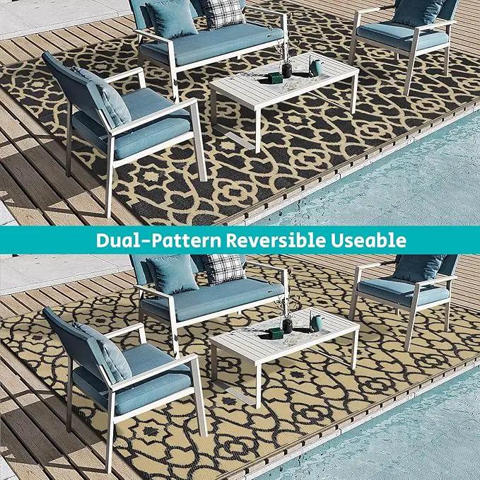 HEBE Outdoor Rug Waterproof 9x12, Reversible Plastic Straw Rug RV Camping Rug, Indoor Outdoor Patio Mat Clearance, Outside Carpet for Porch,Deck,Camper,Balcony,Backyard,Picnic by GreenHaven Gardens
