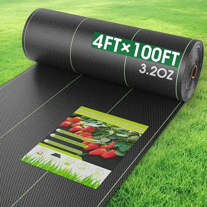 4FTx100FT Weed Barrier Fabric Heavy Duty, Gardening Landscape Fabric Cover Mat, Durable Weed Control Fabric for Garden Bed Cover, Landscaping, Commercial Driveway, Underlayment Use (4x100FT-3.2OZ) by GreenHaven Gardens