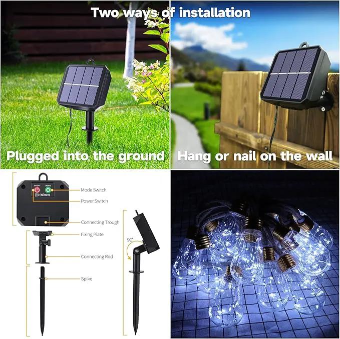 Solar Outdoor String Lights, 20Ft Vintage Rope Hemp Solar Patio Lights, Waterproof White Solar Powered String Lights With 8 Modes 16 Shatterproof Bulbs for Garden Yard Fence Stairs Balcony Café Bistro by GreenHaven Gardens
