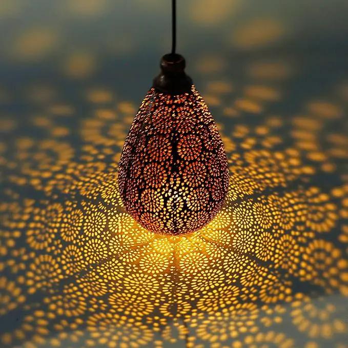 MAGGIFT 2 Pack Solar Hanging Lights, Solar Powered Decorative Retro Lantern with Handle, Warm White LED Christmas Garden Boho Flower Lights, Metal Drop Shape Waterproof Outdoor Yard Tree Fence Patio by GreenHaven Gardens