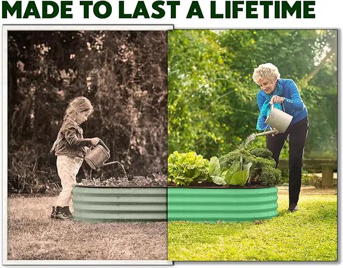 Galvanized Raised Garden Beds Outdoor // 4×2×1 ft Planter Raised Beds for Gardening, Vegetables, Flowers (Light Green) // Large Metal Garden Box by GreenHaven Gardens
