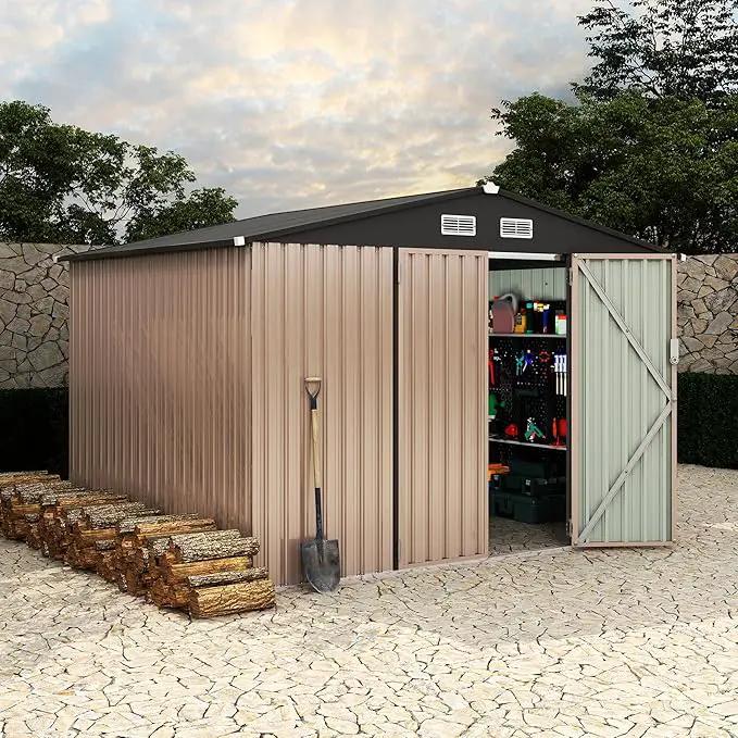 8x10 FT Metal Storage Sheds Outdoor, Metal Yard Sheds Garden Shed Kit, Tool Shed with Lockable Door, Utility Sheds Buildings with Air Vent for Backyard Garden Patio Lawn by GreenHaven Gardens