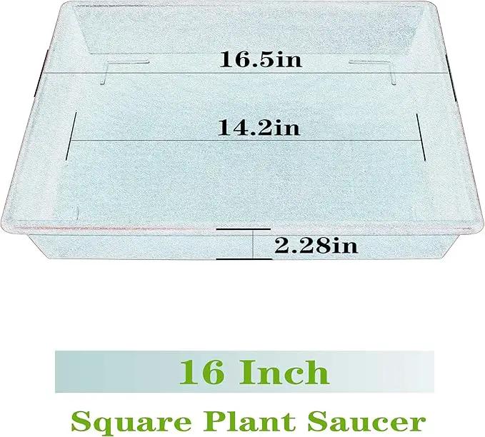 Square Plant Saucer 16 Inch 2 Pack, Plant Stand Plant Trays for Pots Heavy Duty Plastic Plant Saucers for Indoors Outdoors, Flower Pot No Holes Plant Lover Gardening Gifts by GreenHaven Gardens