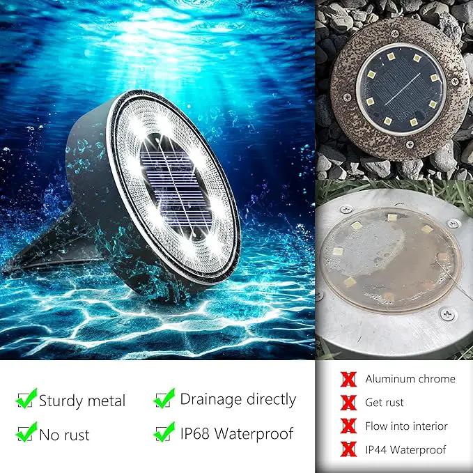 Joomer Solar Ground Lights, 8 Pack 8 LED Solar Lights Outdoor Waterproof IP68 Solar Disc Lights In-Ground Landscape Lighting Outdoor Lights for Patio Pathway Lawn Yard Driveway Walkway (White) by GreenHaven Gardens