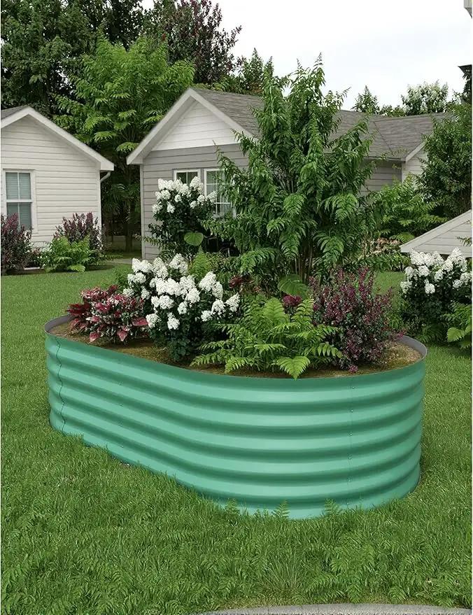 8x4x1.5 ft Raised Garden Bed,Galvanized Raised Planter Boxes Outdoor with Easy Assembly, Large Garden Bed for Vegetables, Fruits, Flower,Raised Garden Bed,Green by GreenHaven Gardens