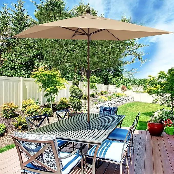 EliteShade USA 10-Year-Non-Fading 6.5x10Ft Rectangular Market Umbrella Patio Umbrella Outdoor Table Umbrella with Ventilation（Hrather Beige） by GreenHaven Gardens