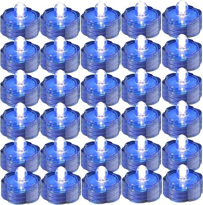 Bright LED Floral Tea Light Submersible Lights for Party Wedding (Blue, 60 Pack) by GreenHaven Gardens