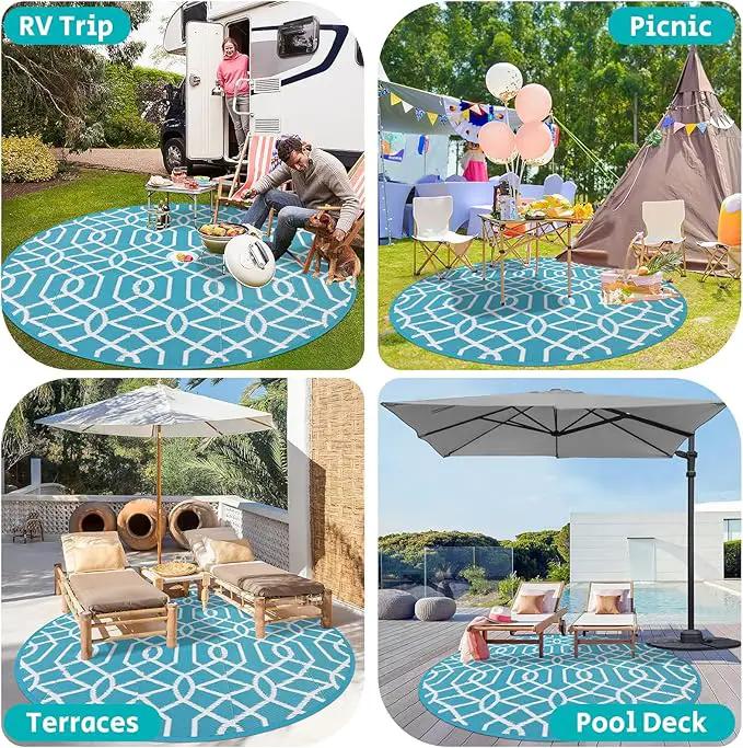 HEBE Outdoor Rug 8ft for Patios Waterproof Clearance Reversible Patio Mat Plastic Straw Rug RV Camping Mat Outside Area Rug Carpet for Camping RV,Porch,Deck,Balcony,Camper,Backyard by GreenHaven Gardens