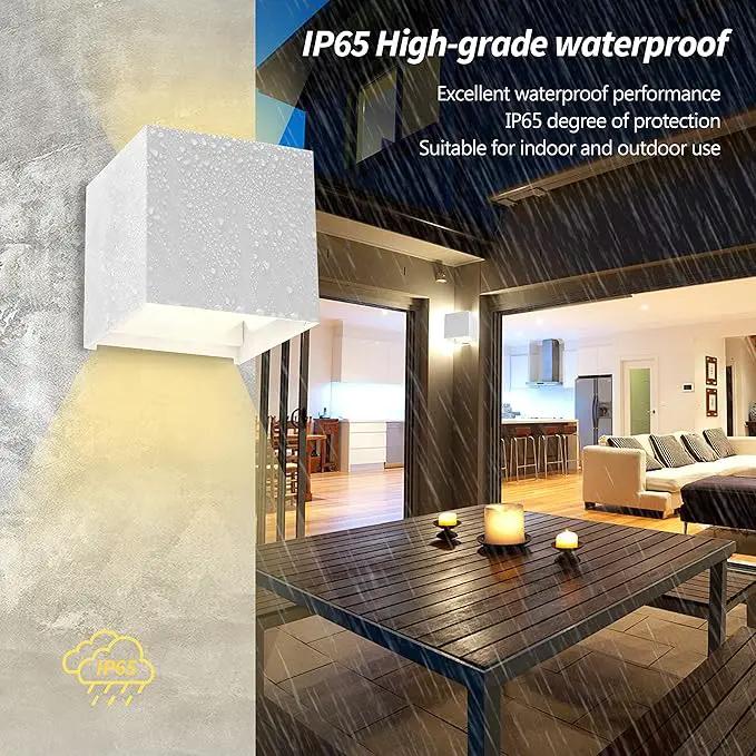 LANFU LED Aluminum Square Cube Waterproof White Wall Sconce Outdoor Light Exterior Wall Lighs fixtures Outside for House Patio 6W 100-277V 3000K Angle-Adjustment Warm Light 2LEDS White 6W by GreenHaven Gardens