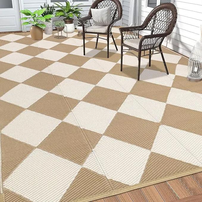 HEBE Outdoor Rug Waterproof 9x12, Plastic Straw Rug Camping Rug, Reversible Outdoor Patio Rugs RV Mat Clearance, Indoor Outside Floor Carpet for Porch,Deck,Camper,Balcony,Backyard by GreenHaven Gardens