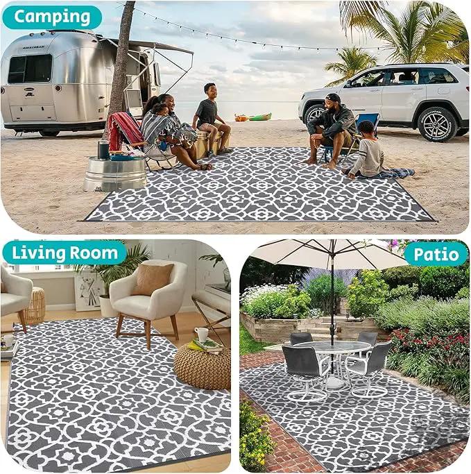 HEBE Outdoor Rug Waterproof 6x9, Plastic Straw Rug Camping Rug, Reversible Outdoor Patio Rugs RV Mat Clearance, Indoor Outside Floor Carpet for Porch,Deck,Camper,Balcony,Backyard by GreenHaven Gardens