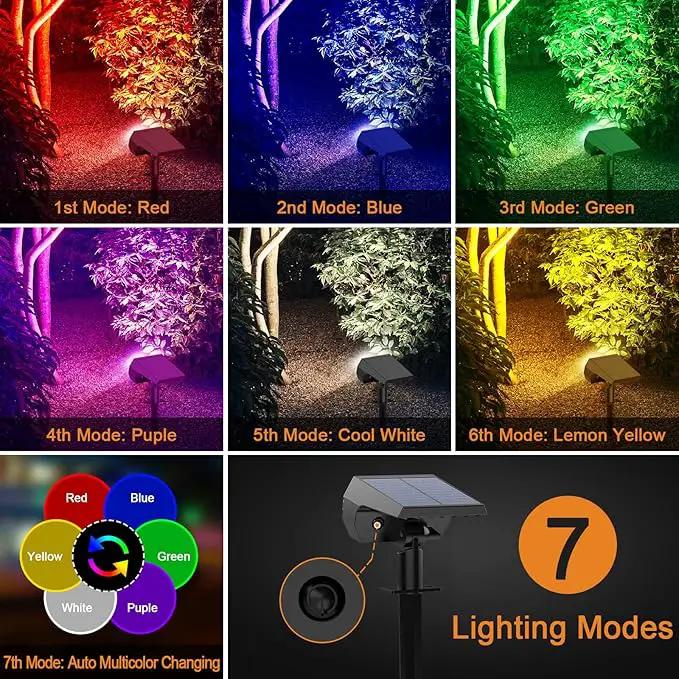 Solar Spot Lights Outdoor Color Changing, [7 Modes/10 Pack] Christmas IP65 Waterproof Landscape Spotlights, Dusk to Dawn Solar Powered Security Light for Patio Gate Walkway Pool Garden Yard Driveway by GreenHaven Gardens