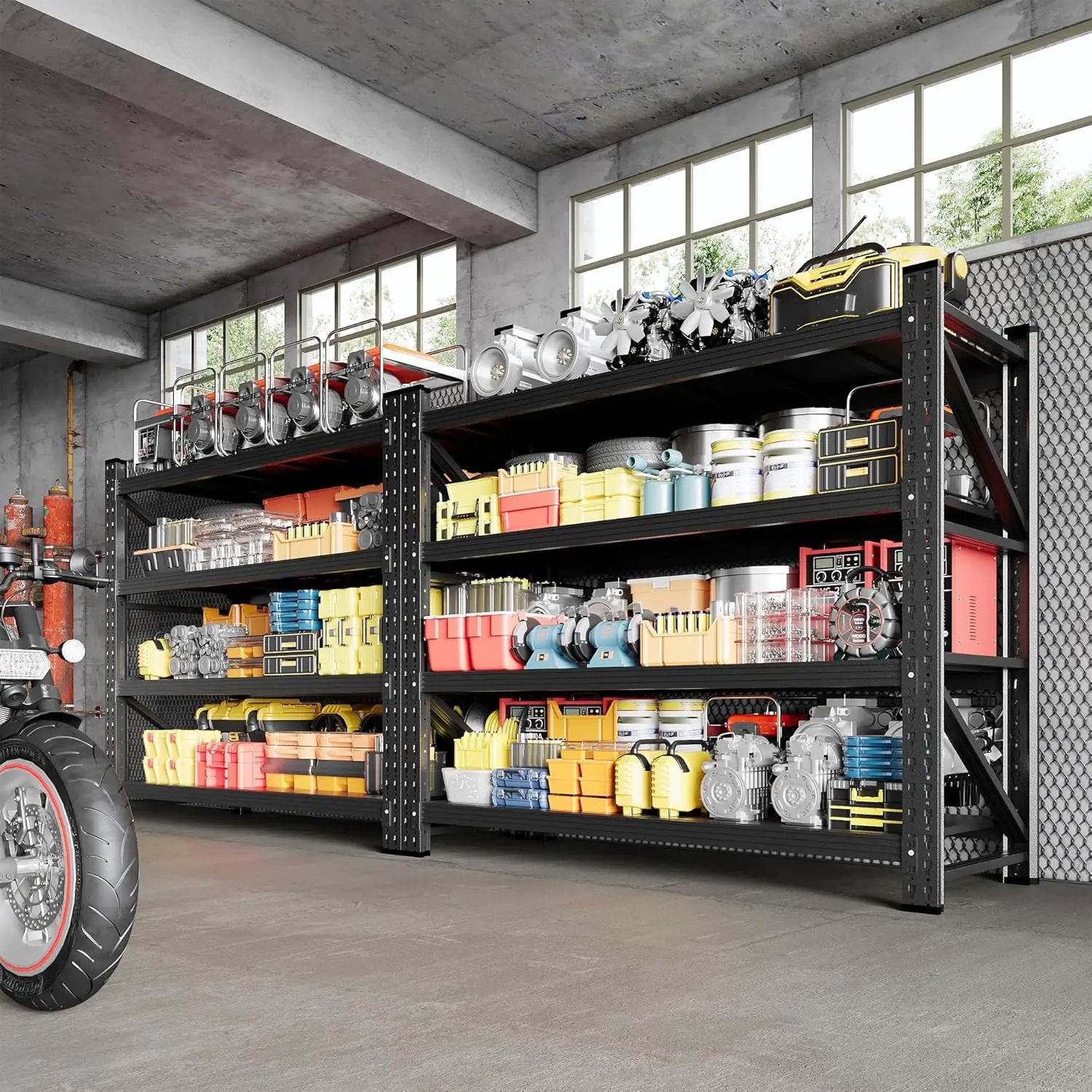 3000LBS Storage Shelves, 48" W Heavy Duty Garage Shelving Unit, Adjustable Industrial Shelving, 4 Tier Metal Shelving for Garage, Supermarket, Warehouse, 48" W x 24" D x 70" H by GreenHaven Gardens