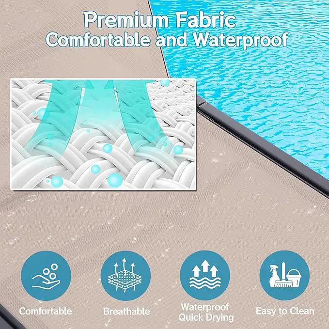 Outdoor Chaise Lounge Chair Set of 2, Foldable & Assemble-Free, 6 Adjustable Positions, Durable Rust-Resistant Frame, Portable Outdoor Pool Lounge Chairs for Pool Patio Beach, Khaki by GreenHaven Gardens