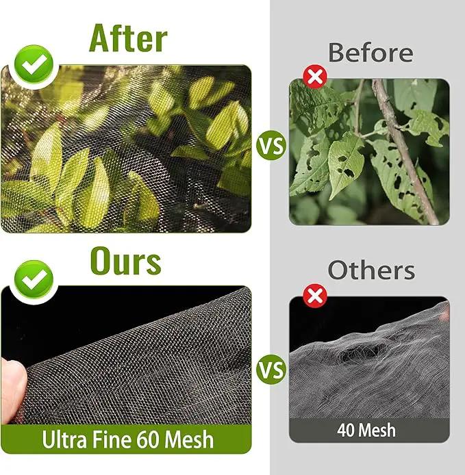 2 Pack Fruit Tree Netting Bags with Zipper and Drawstring, 8 x 8ft Ultra Fine Mesh Garden Netting Plant Cover, Bird Netting for Blueberry Bushes, Fruit Trees, Flowers (Black, 8 x 8 ft) by GreenHaven Gardens