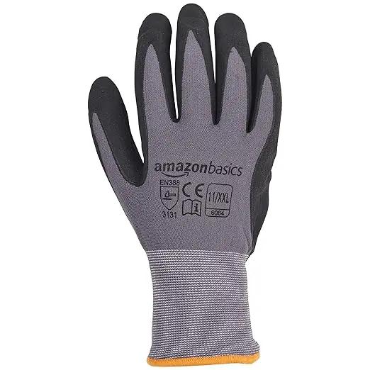 Amazon Basics Micro-Foam Nitrile Coated Work Gloves, Nylon Liner Fiber, Touch Screen, Grey, 11/XXL, 12-Pair by GreenHaven Gardens