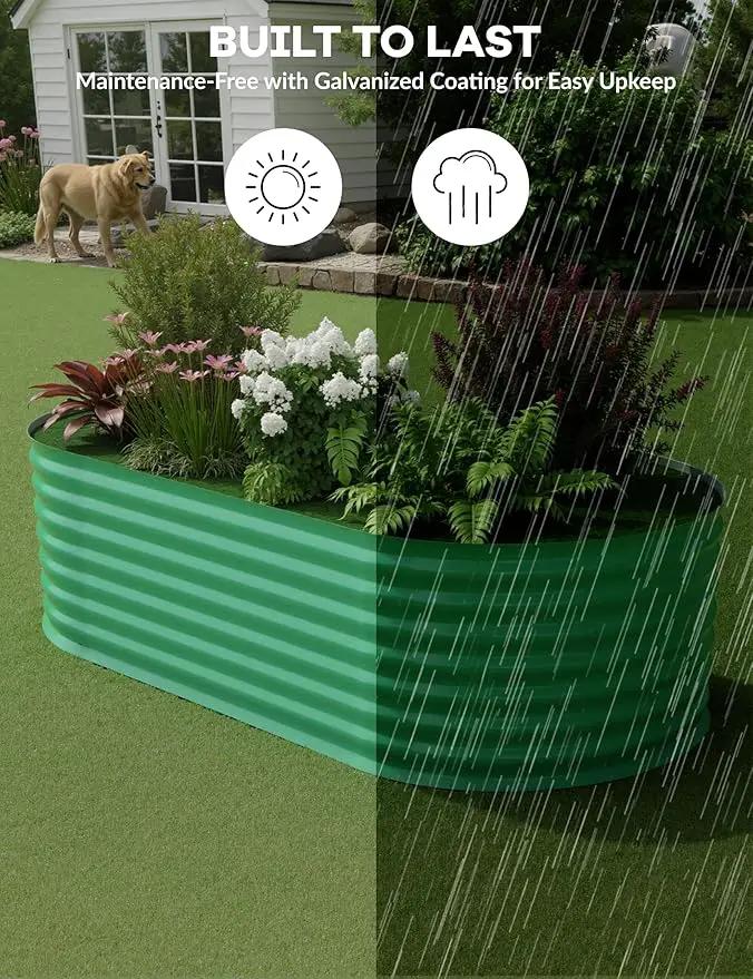2 Pcs Raised Garden Beds Outdoor 6x3x2ft - Galvanized Steel Planter Box for Vegetables, Flowers, Rust-Resistant Garden Box, Easy Assembly Raised Beds, Durable Planters for Outdoor Plants, Green by GreenHaven Gardens