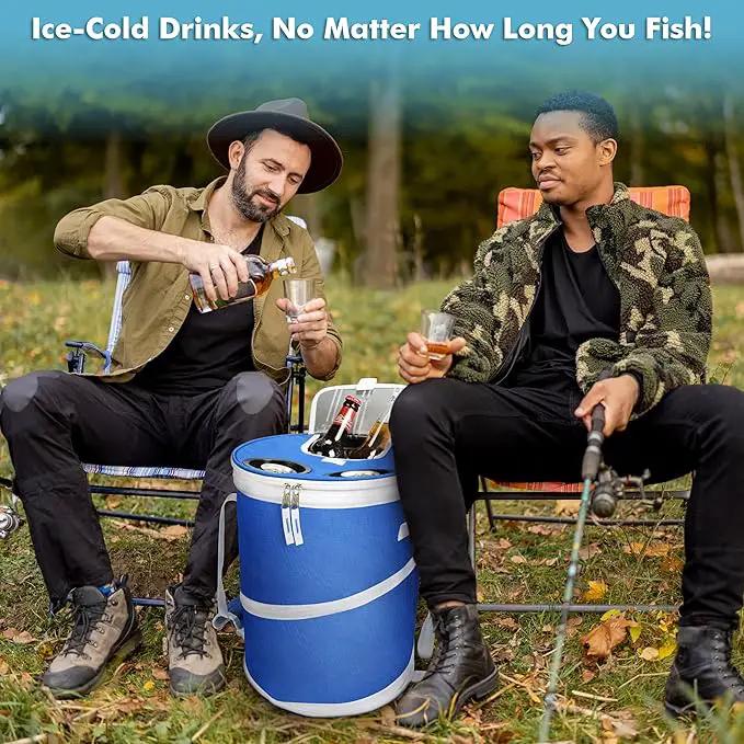 Tirrinia Large Pop-Up Golf Cooler Bag- Insulated Collapsible Cooler with Flat Drink Table for Golf Cart, Lightweight and Portable Ice Beach Cooler for Travel, Fishing, Picnics, Hiking, Camping by GreenHaven Gardens