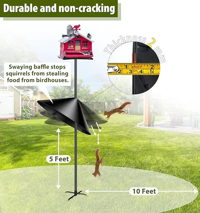 19-inch Squirrel Baffle, Squirrel-Proof for Bird Feeder Pole, Birdhouse Baffle for Shepherd's Hook in The Outdoors,Black(1 Pack) by GreenHaven Gardens