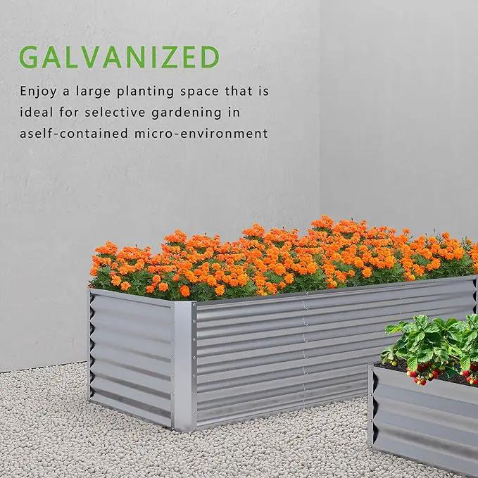4x2x2FT Galvanized Raised Garden Bed,Planter Raised Beds-Metal Garden Box,Large Plant for Outdoor Planting, Vegetables Bed,Flower,Herb-Sliver by GreenHaven Gardens