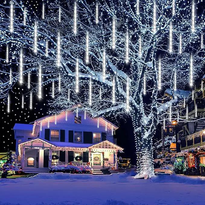 Aokudoni Christmas Lights Outdoor, Upgraded 16 inch /40cm Meteor Shower Lights 8 Tube Falling Rain Light Icicle String Lights for Xmas Tree New Year Party Wedding Decorations, UL Plug, White by GreenHaven Gardens