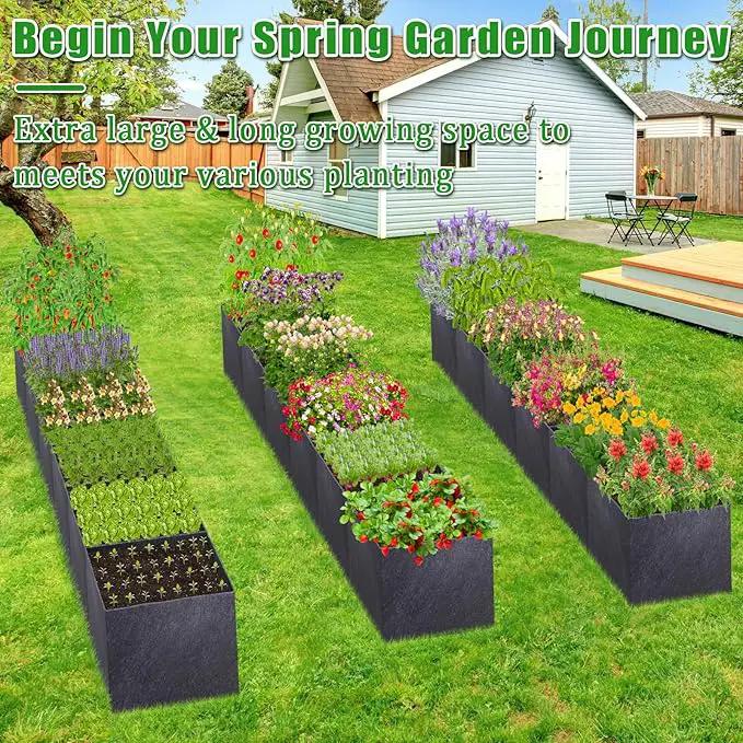 POILKMNI 12x2x1ft Fabric Raised Garden Bed - Outdoor Planter Box Non-Woven Fabric Patio Planting Bed Garden Grow Bed Bag for Growing Herbs, Flowers and Vegetables by GreenHaven Gardens
