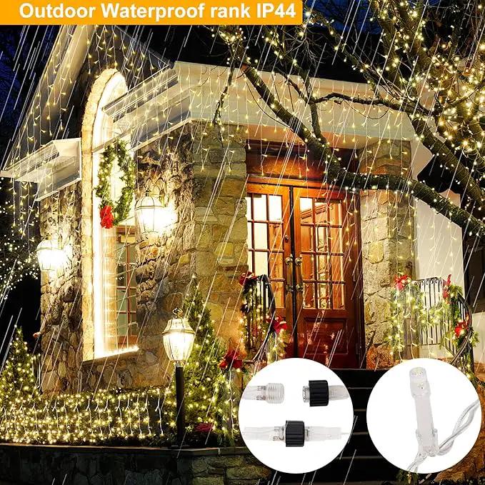 DDMY Christmas Lights Outdoor Decorations 416 LEDs 34 FT 8 Modes Curtain String Light with 78 Drops, Waterproof Clear Wire LED Light for Christmas Party Decor, House, Garden, Yard Decoration by GreenHaven Gardens