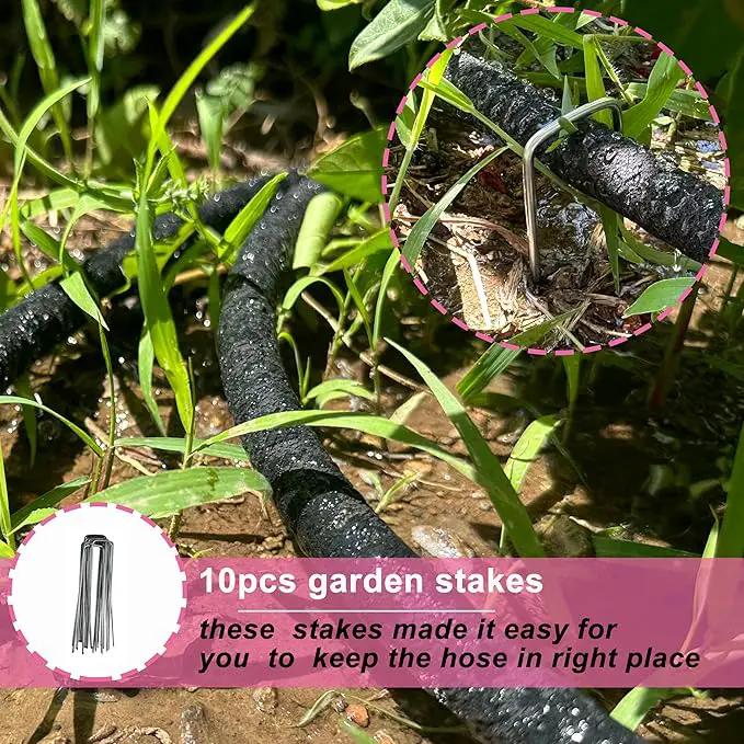 Rubber Soaker Hose, 1/2 inch, 100ft Garden Hose for Irrigation,Water-Saving up to 70%, Brass Connector Leak-Proof, Heavy-duty Hose, Watering for Trees,Lawns, Vegetables and Flowers. by GreenHaven Gardens