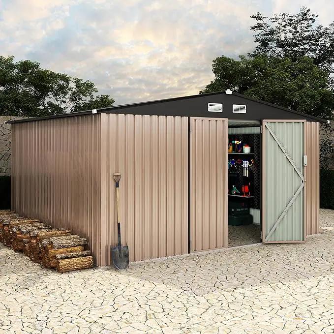 10x12 FT Metal Storage Sheds Outdoor, Metal Yard Sheds Garden Shed Kit, Tool Shed with Lockable Door, Utility Sheds Buildings with Air Vent for Backyard Garden Patio Lawn by GreenHaven Gardens
