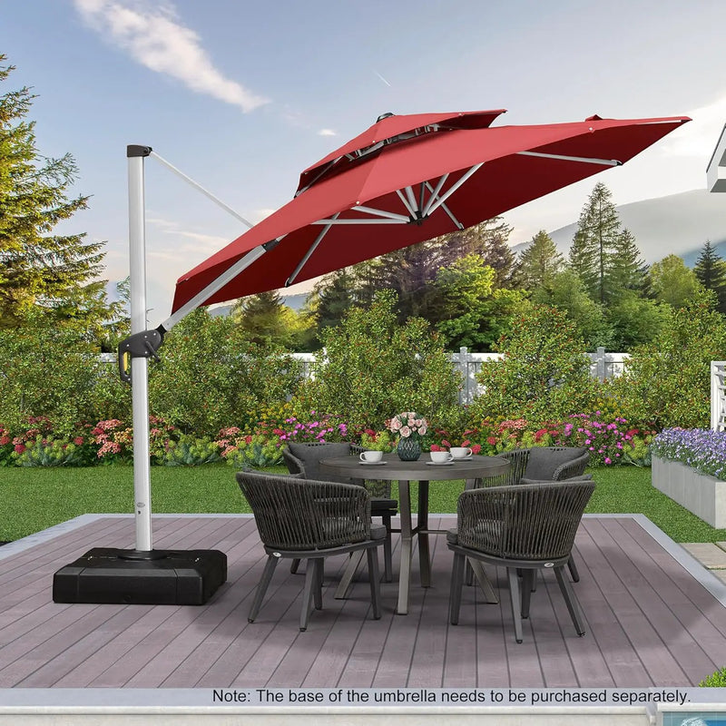 PURPLE LEAF Patio Umbrella 10 Feet Outdoor Round Umbrella Large Cantilever Umbrella Windproof Offset Heavy Duty Sun for Garden Deck Pool Patio, Terra by GreenHaven Gardens