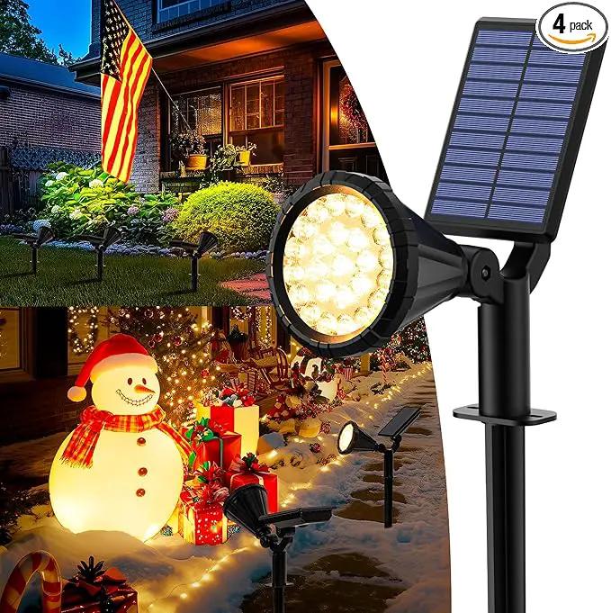 Solar Spot Lights Outdoor Waterproof, Flag Pole Light Solar Powered Halloween Lights, Landscape Lighting Spotlights for Tree, House, Yard, Garden, Christmas Decorations-4 Pack Warm White by GreenHaven Gardens