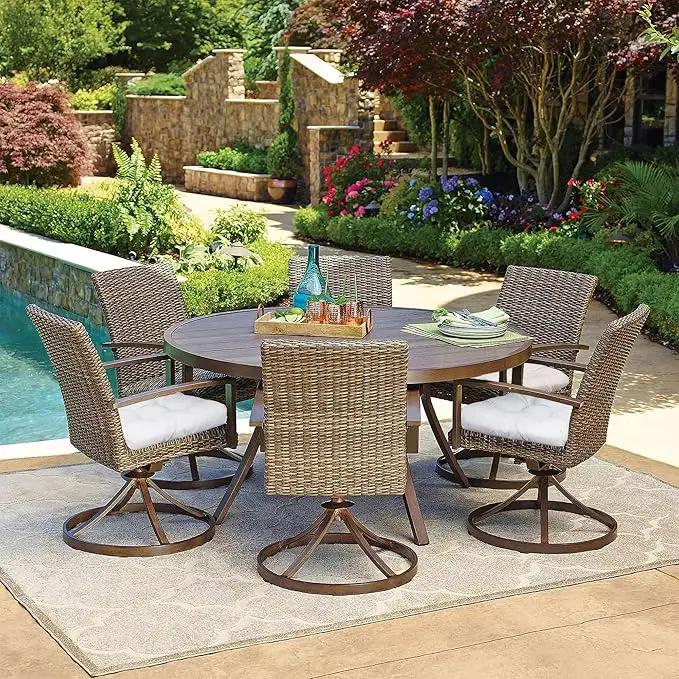 RACE LEAF Chair Cushions 19" x 19" Patio Chair Seat Pads, Set of 2 Thick Fill Tufted Square Patio Cushions, Water-Resistant with Ties for Non-Slip Support, Beige by GreenHaven Gardens
