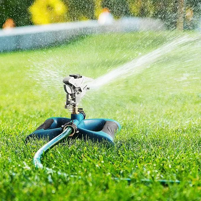 Lawn Sprinkler with Metal Head - 360 Degree Pulsating Garden Water Sprinkler for Lawn - Waters up to 85 feet in Diameter, Adjustable Spraying Area and Distance by GreenHaven Gardens
