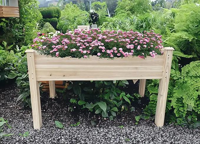 BTExpert 4ft Wooden Raised Garden Bed with Legs, 48x24x30in Elevated Planter Box Stand for Vegetable Flower Backyard, Patio, Balcony Large Wood Raised Beds Liner Outdoor - 30 in Height by GreenHaven Gardens