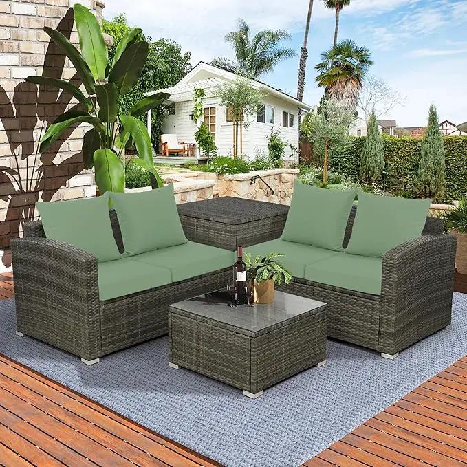 Outdoor Chair Cushions, Waterproof Outdoor Cushions for Patio Furniture w/Fade-Resistant, Removable & Machine-Washable Covers, 19x19 Inch, Ideal for Seat in Gardens/Porch – Set of 4, Sage Green by GreenHaven Gardens